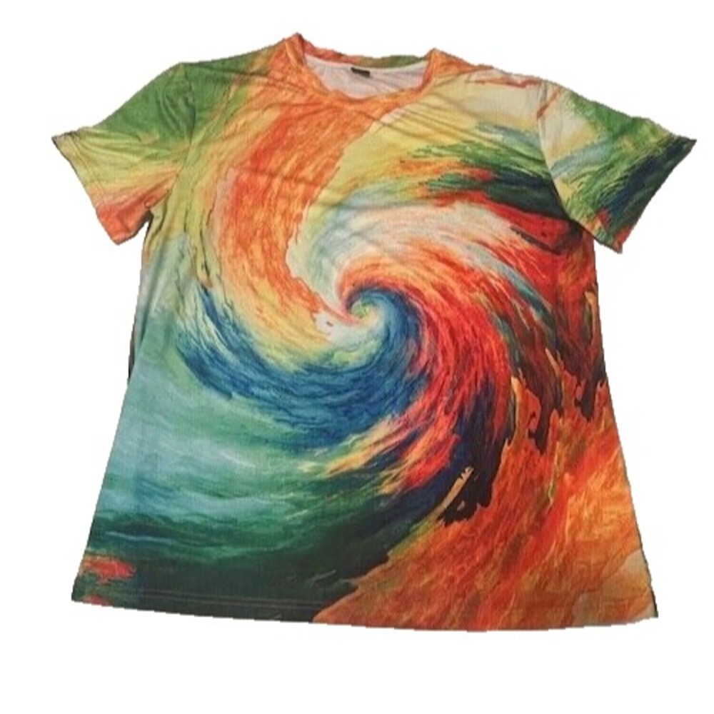 3D Graphic All Over Print - Storm Waves Multicolor Short Sleeve Shirt - Size XL‎